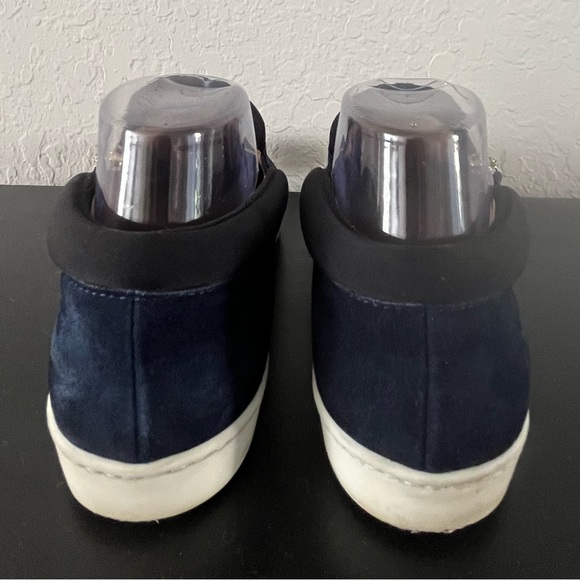 Furla Spy Zip Up Suede Pointed Toe Sneakers Navy Blue Size 38.5 / 8 - Picture 4 of 8